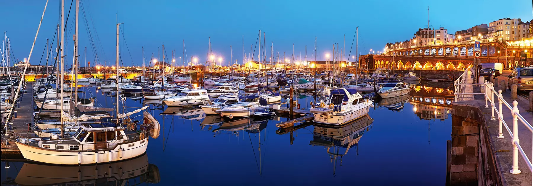 Ramsgate Harbour at night. Visit Kent/Thanet Tourism
